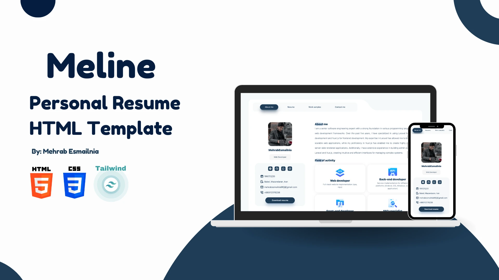 Meline Personal Resume HTML Template